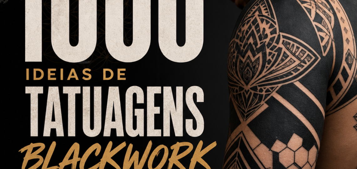 A bold blackwork tattoo design showcasing geometric patterns and intricate details.